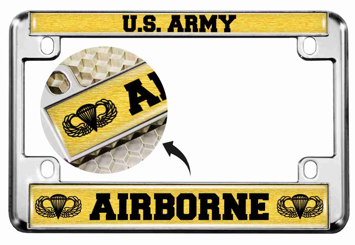 U.S. Army Airborne - Motorcycle Metal License Plate Frame (GB)